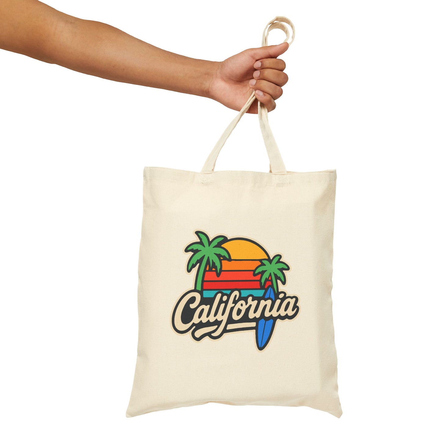 California Sunset Tote Bag, Eco-Friendly Shopping Bag, Beach Bag, Summer Vibes Gift, Travel Tote, Reusable Canvas Bag
