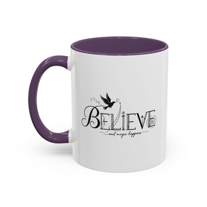 Believe and Magic Happens - Color Accent Mug
