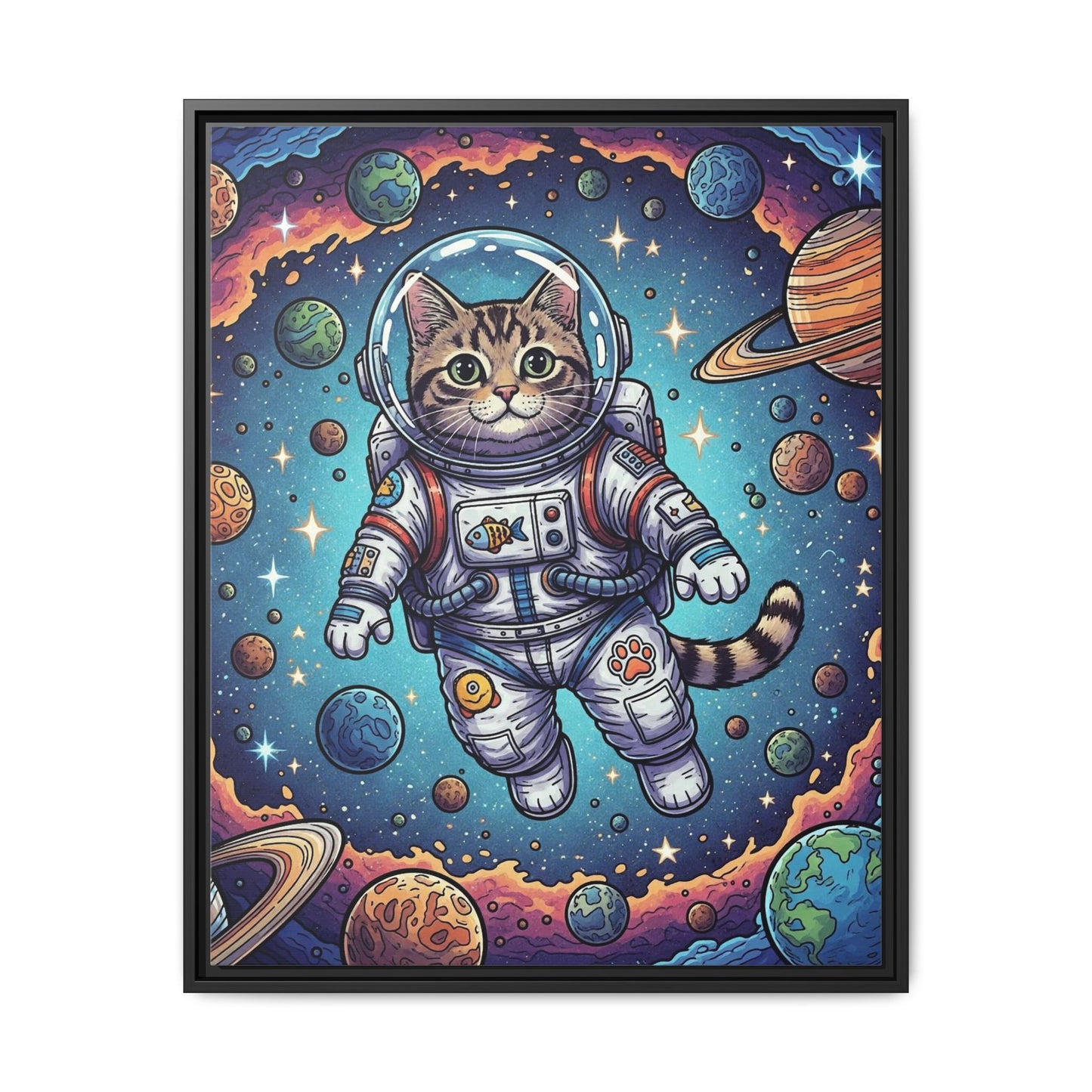 Astronaut Cat - Framed Canvas
