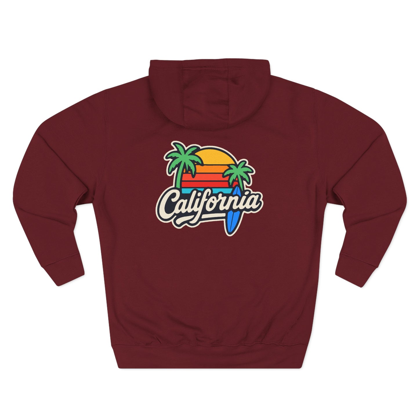 California Sunset Fleece Hoodie, Cozy Streetwear, Beach Vibes, Gift for Her, Summer Outfit, Travel Apparel