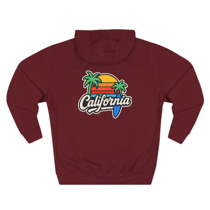 California Sunset Fleece Hoodie, Cozy Streetwear, Beach Vibes, Gift for Her, Summer Outfit, Travel Apparel