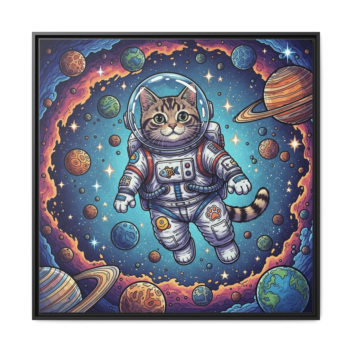 Astronaut Cat - Framed Canvas