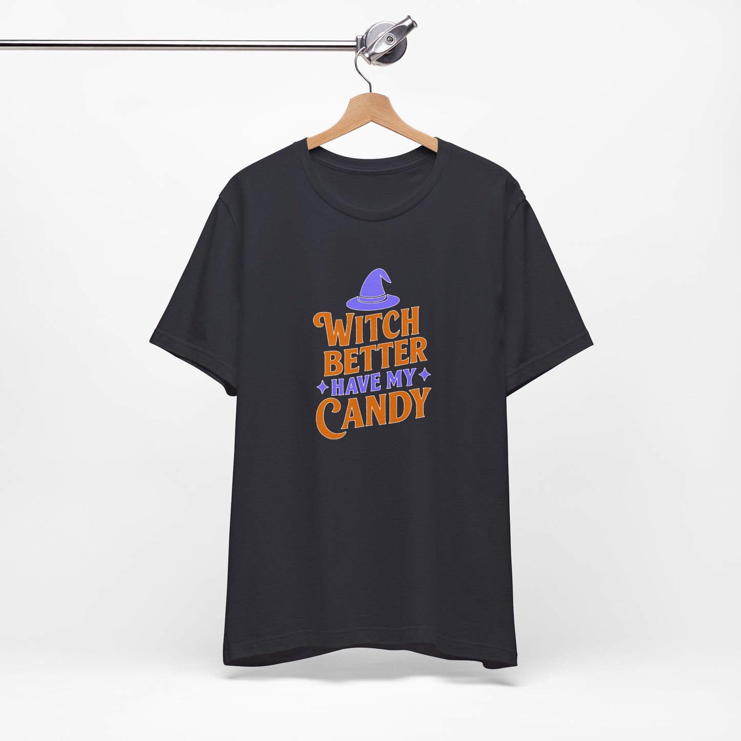 Halloween Witch Candy Tee, Funny Halloween Shirt, Unisex Halloween T-Shirt, Casual Fall Apparel, Trick or Treat Outfit