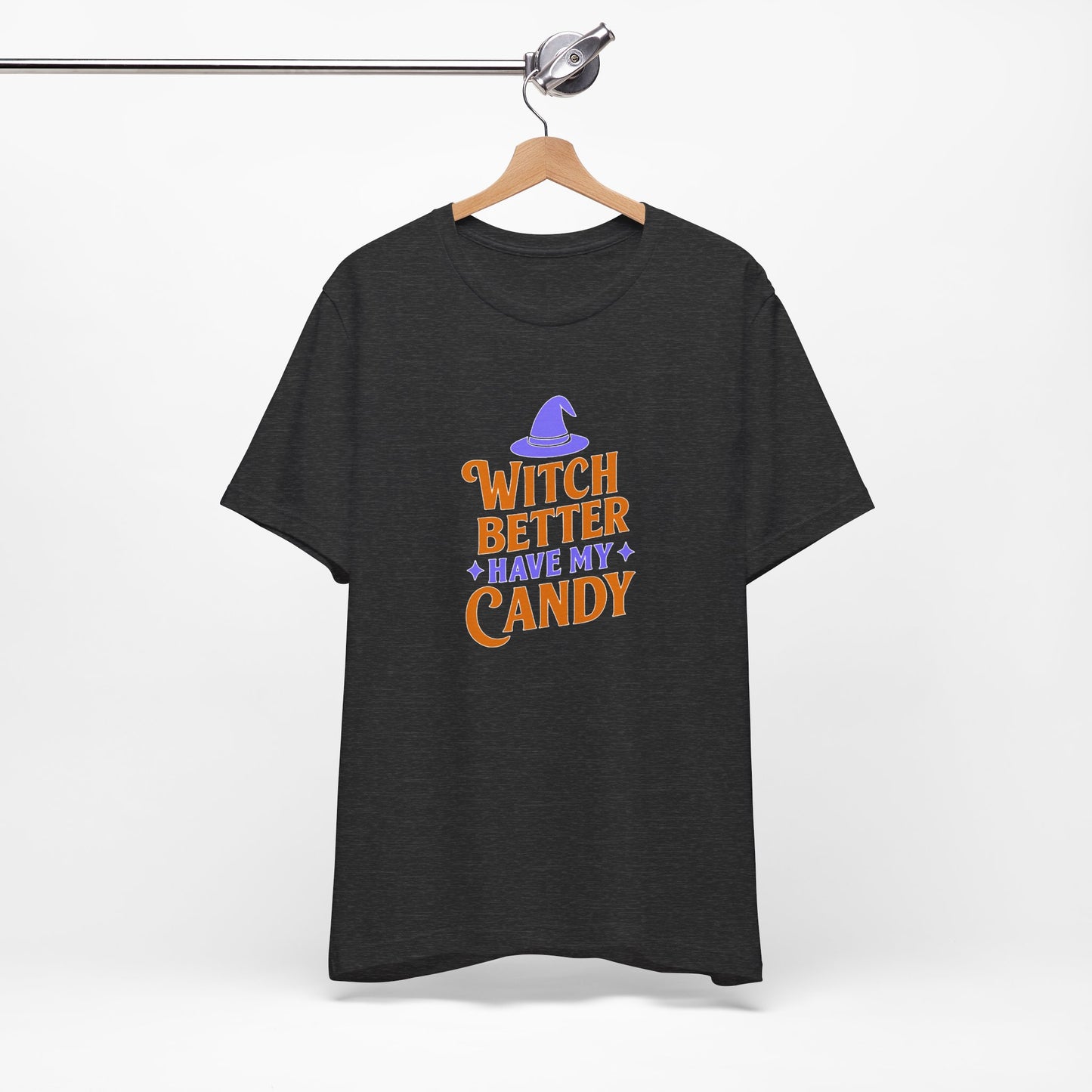 Halloween Witch Candy Tee, Funny Halloween Shirt, Unisex Halloween T-Shirt, Casual Fall Apparel, Trick or Treat Outfit