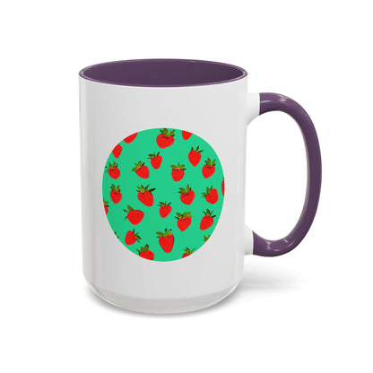 Strawberry Pattern - Color Accent Mug