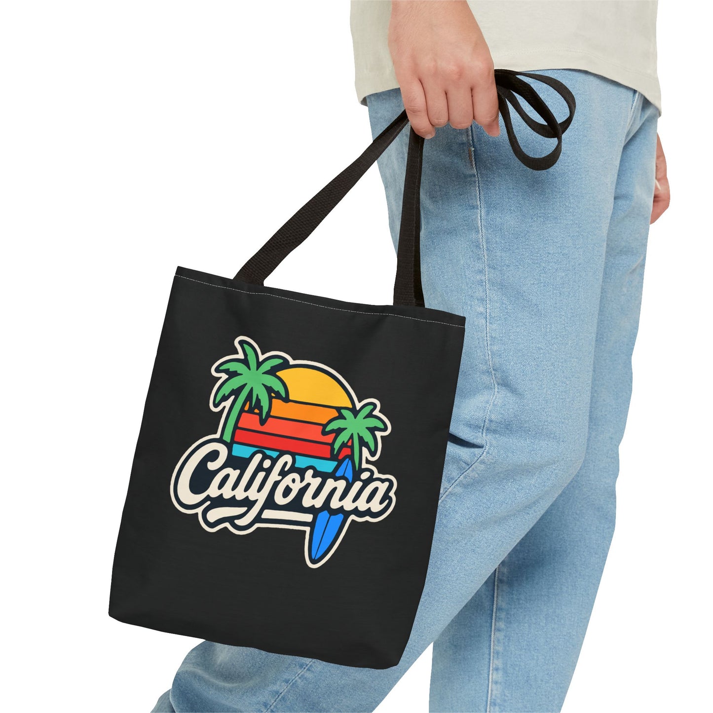 California Retro Tote Bag - Beach Vibes, Summer Accessory, Travel Bag, Gift for Friends, Eco-Friendly Shopping