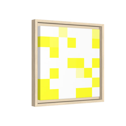 Yellow Pixel Grid - Framed Canvas
