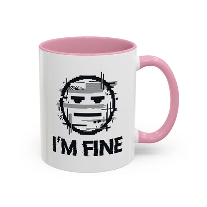 I’m Fine Glitched Smiley - Color Accent Mug