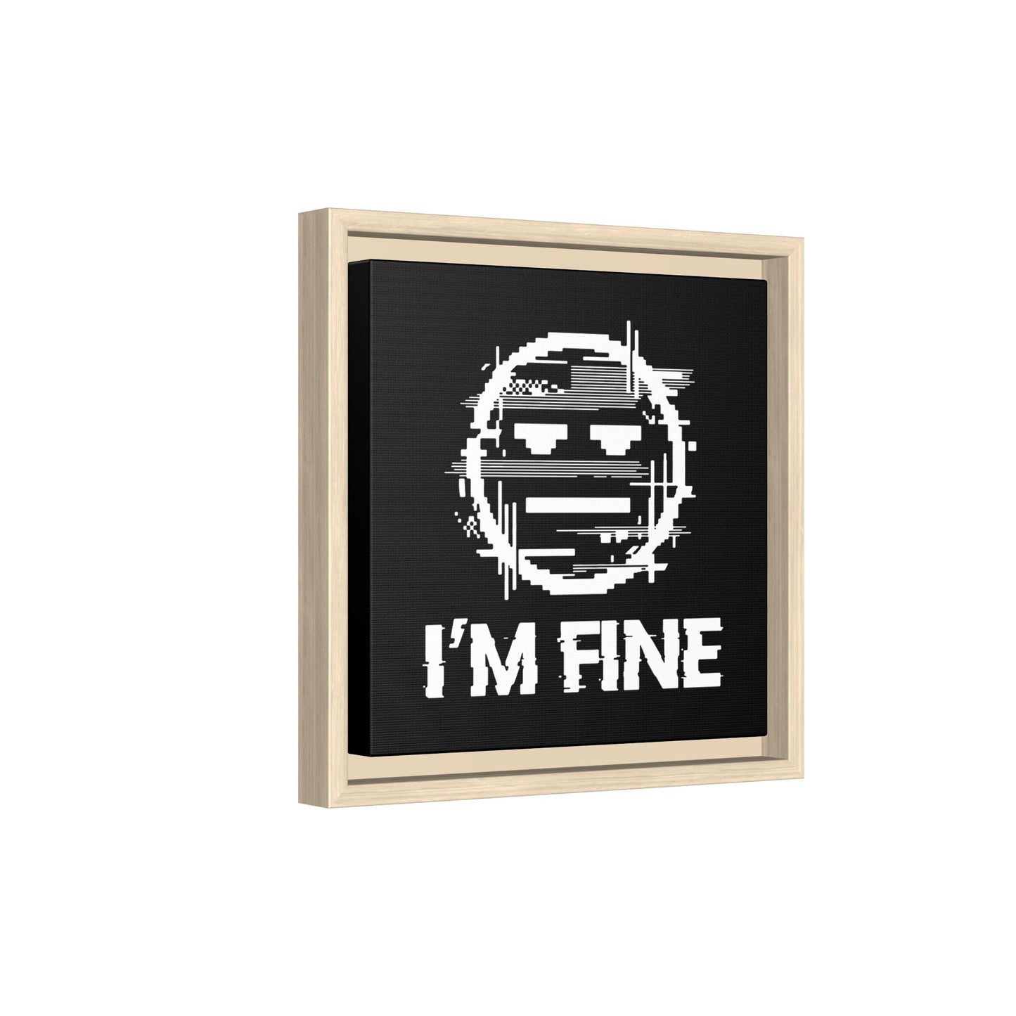 I’m Fine Glitched Smiley - Framed Canvas