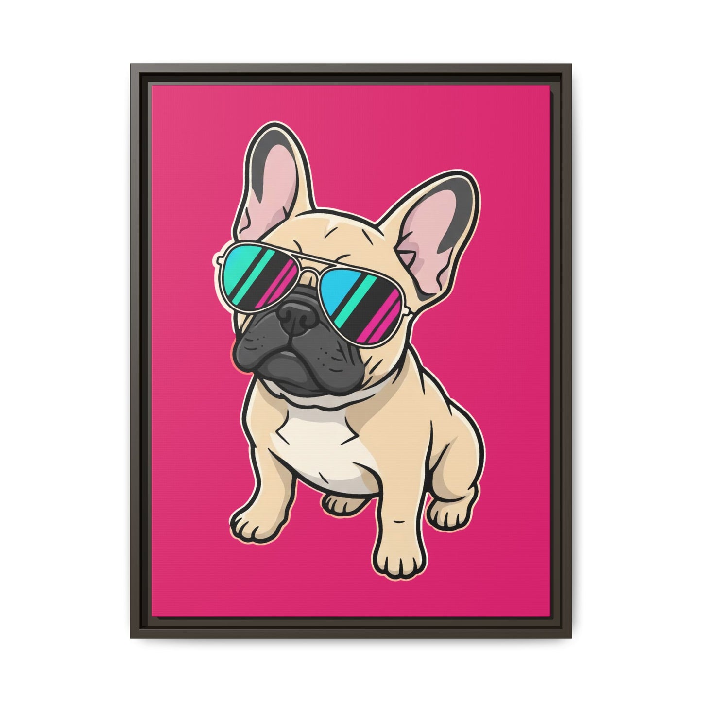French Bulldog with Sunglasses - Framed Canvas