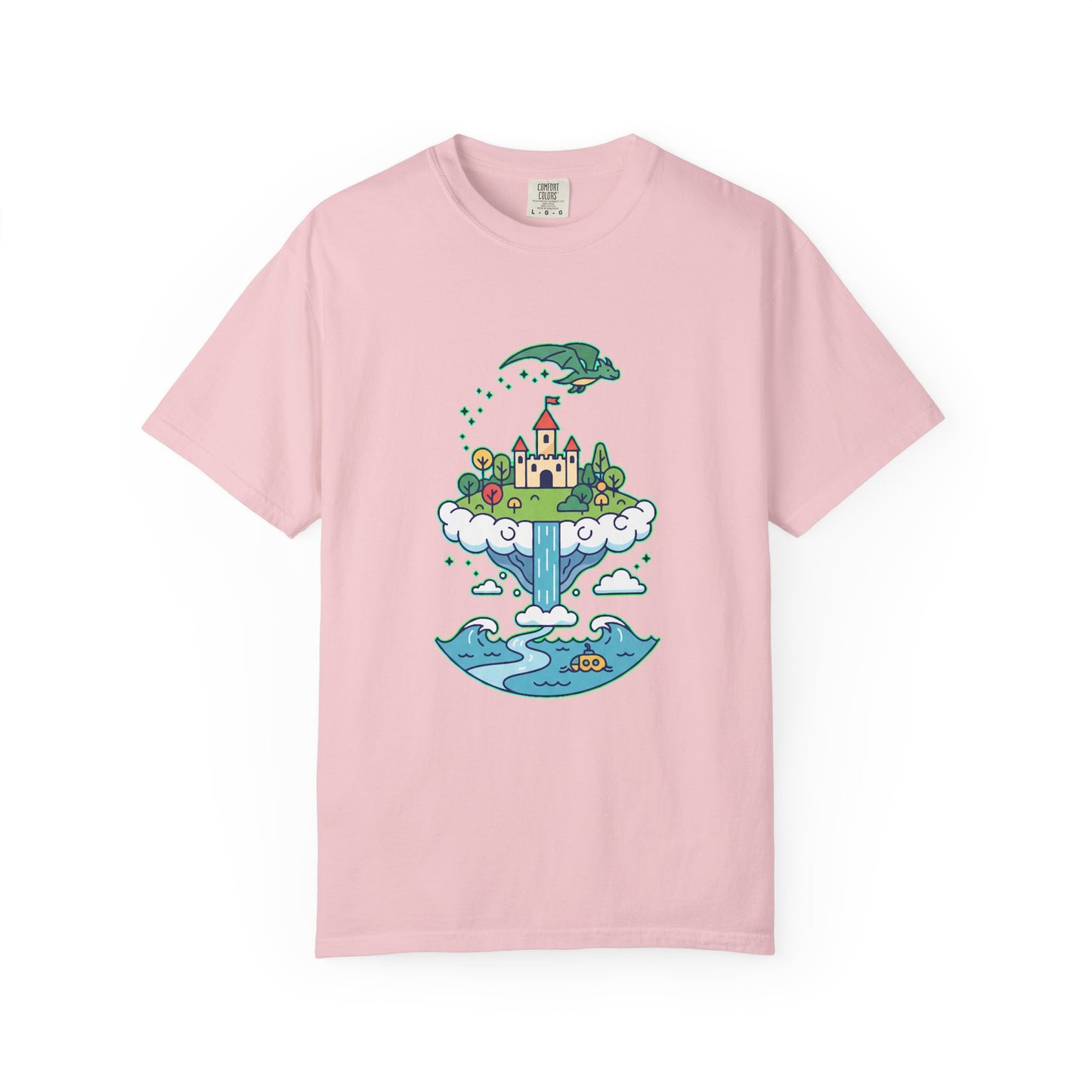 Floating Castle Dragon - Magical Fantasy Island - T-Shirt