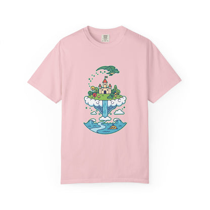 Floating Castle Dragon - Magical Fantasy Island - T-Shirt