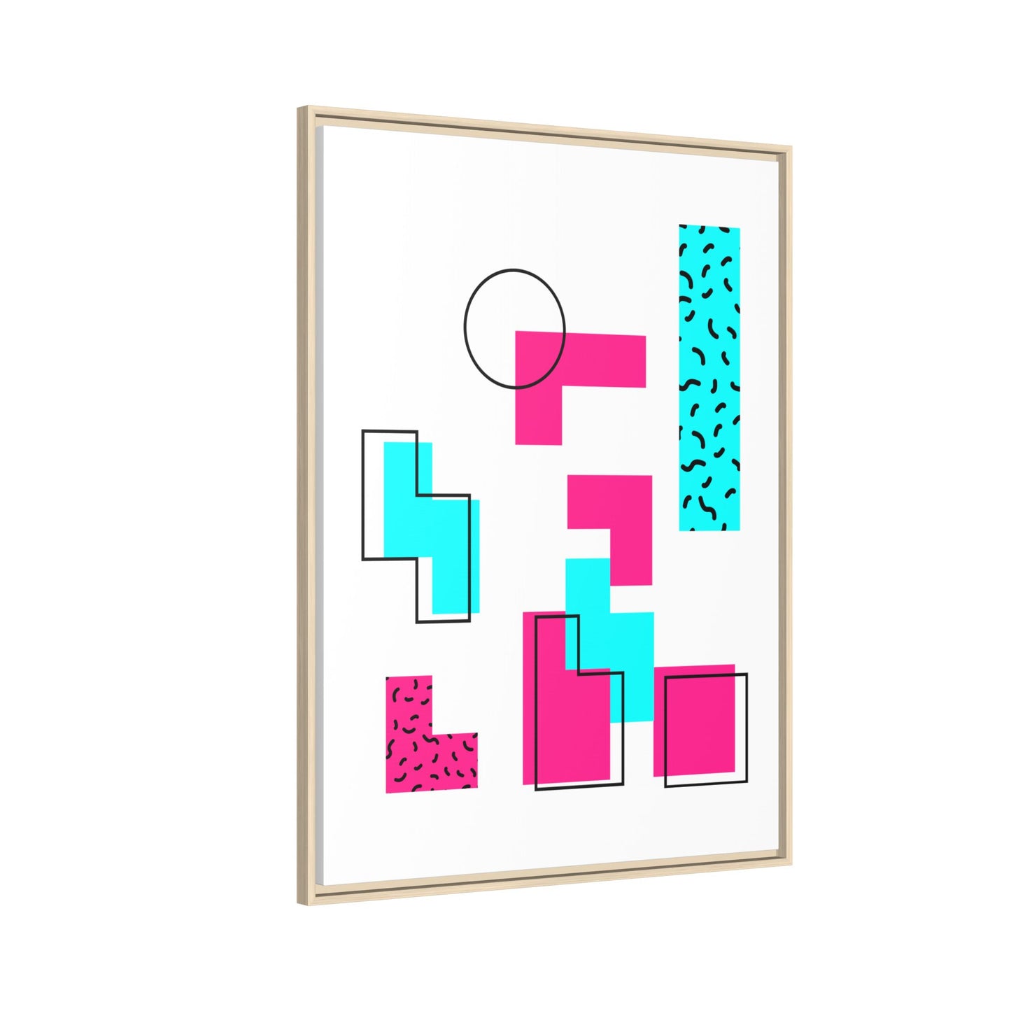 Retro Geometric Vibes - Framed Canvas
