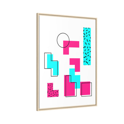 Retro Geometric Vibes - Framed Canvas