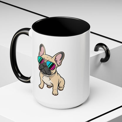 French Bulldog with Sunglasses - Color Accent Mug
