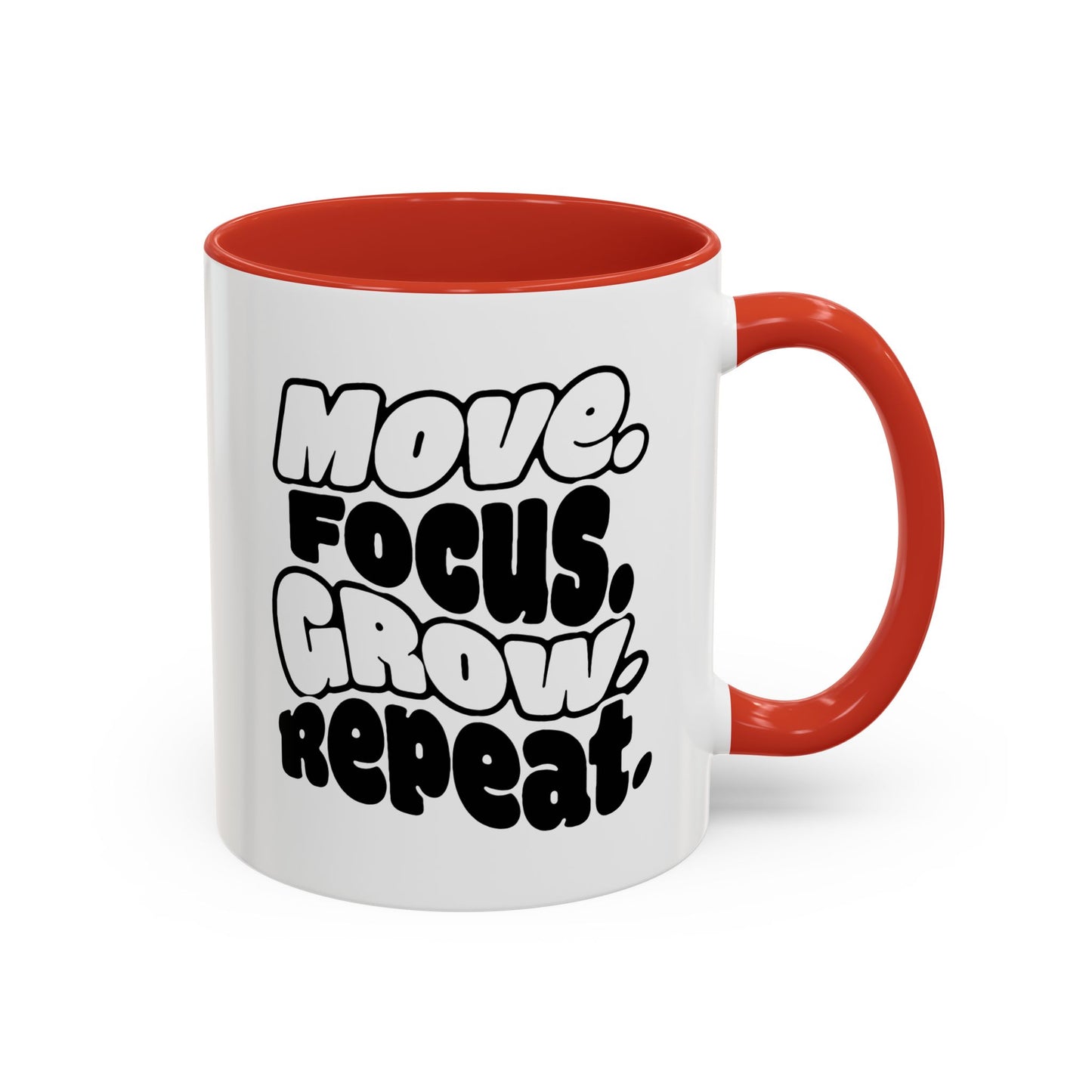 Move. Focus. Grow. Repeat. - Color Accent Mug
