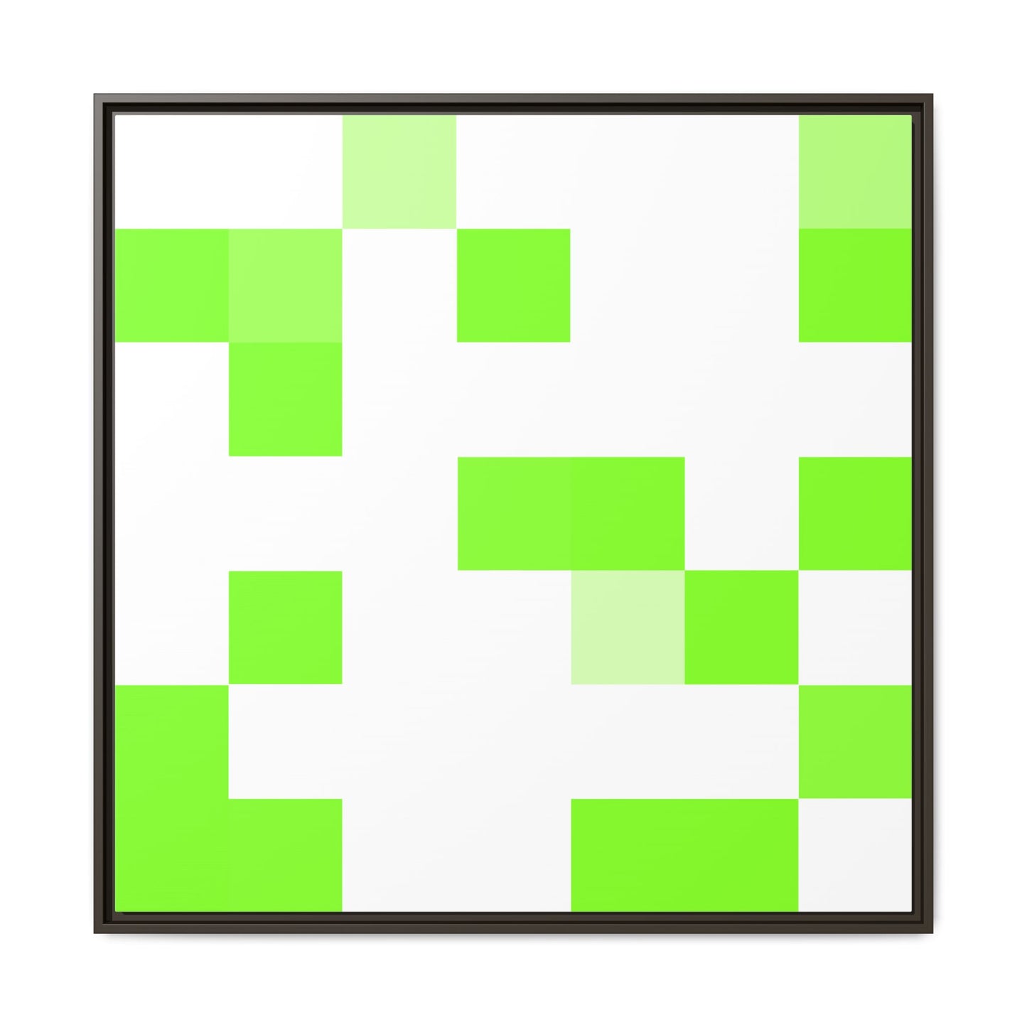 Lime Green Pixel Grid - Framed Canvas