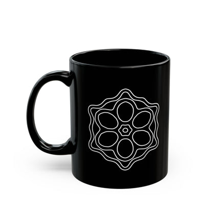 Elegant Black Mug with Floral Design, Perfect for Coffee Lovers, Gift for Moms, Yoga Enthusiasts, and Home Decor, 11oz or 15oz