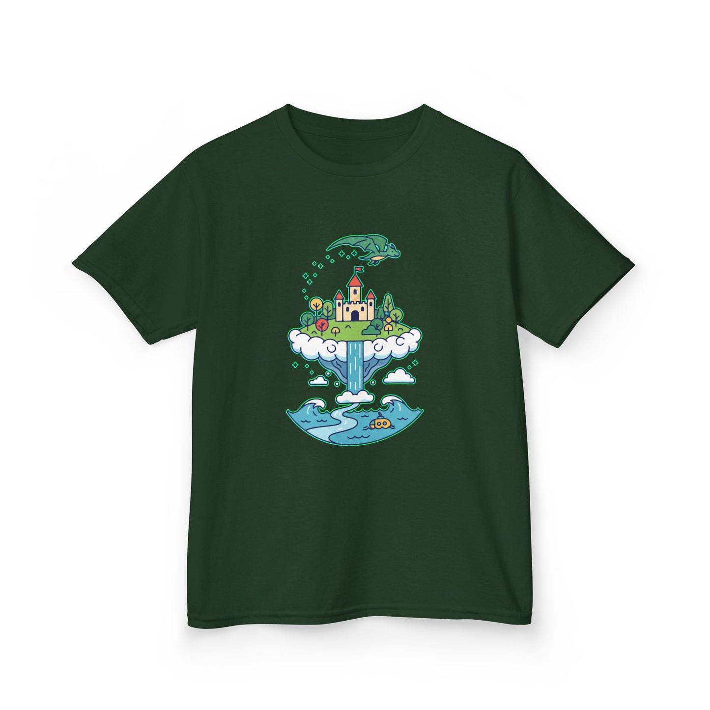 Floating Castle Dragon - Magical Fantasy Island - Kids Tee