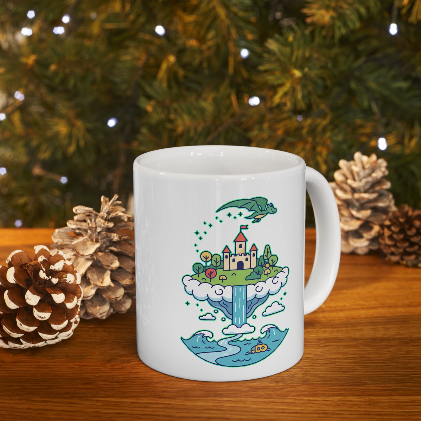 Floating Castle Dragon - Magical Fantasy Island - Mug