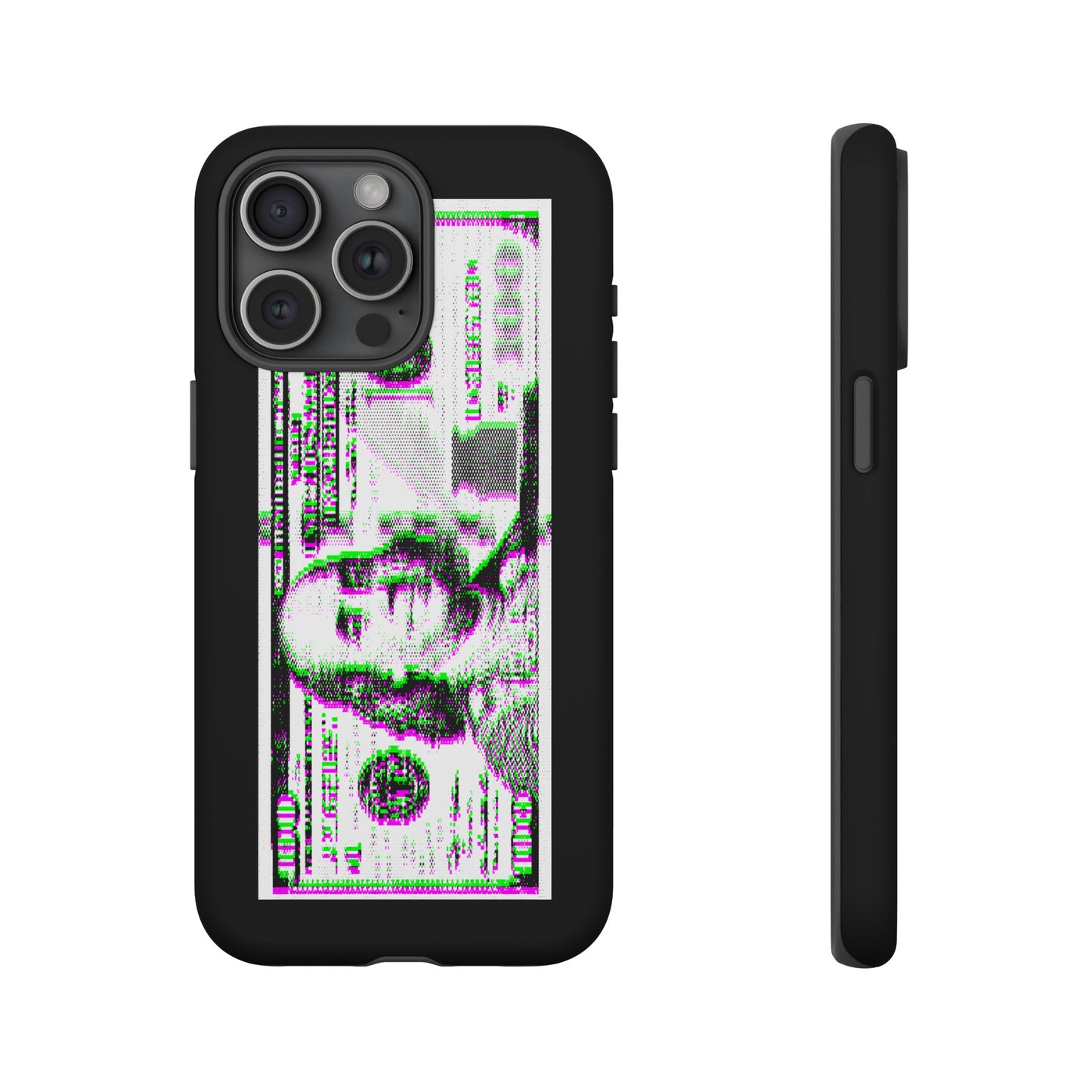 100 Dollars Bill - Green/Magenta Glitch - Phone Case