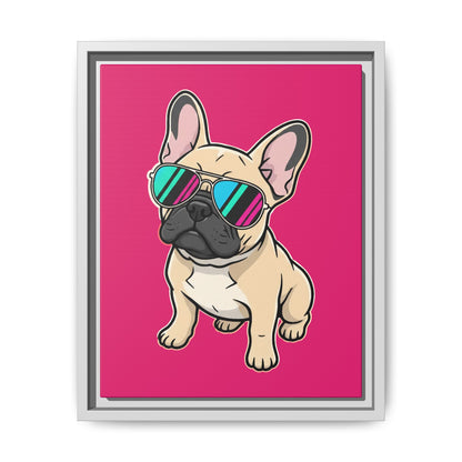 French Bulldog with Sunglasses - Framed Canvas
