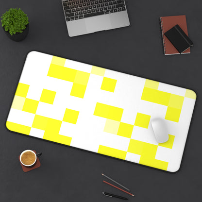Yellow Pixel Grid - Desk Mat