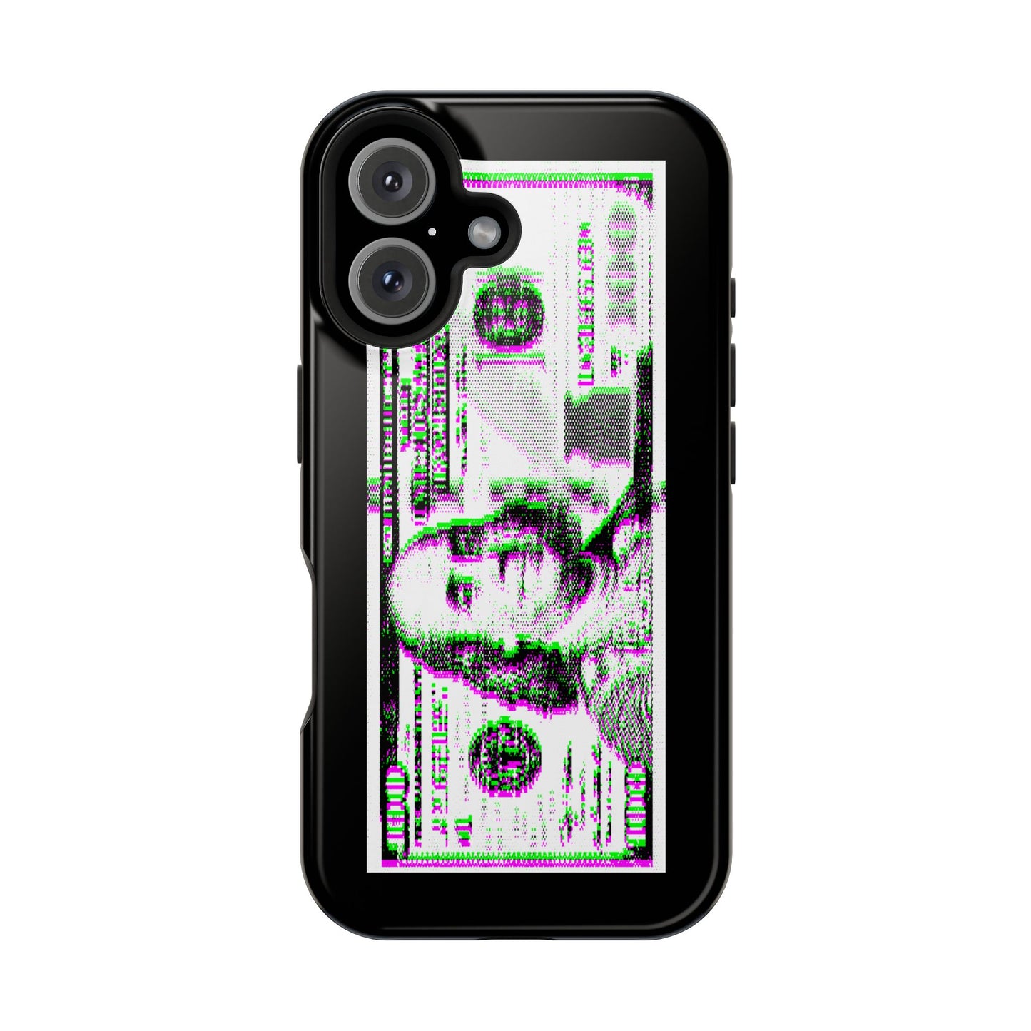100 Dollars Bill - Green/Magenta Glitch - Magnetic Phone Case