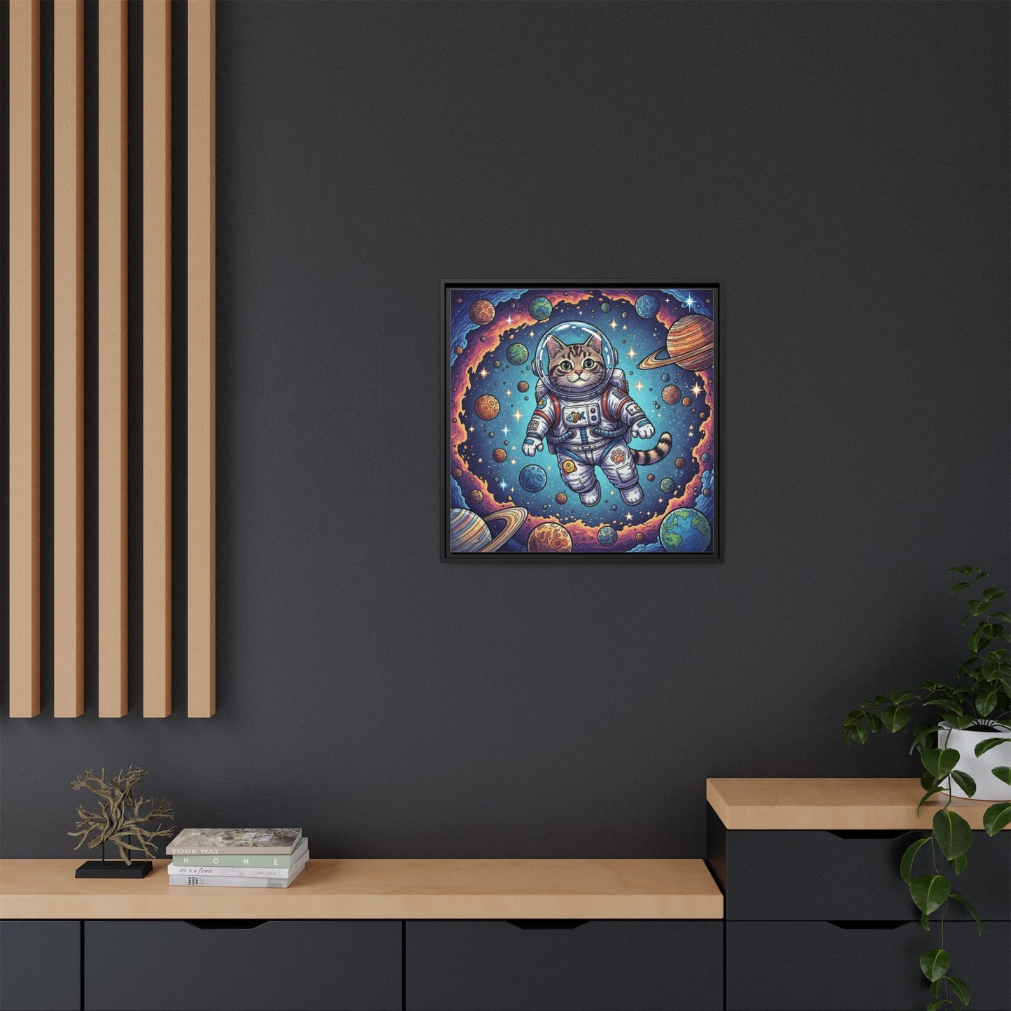 Astronaut Cat - Framed Canvas
