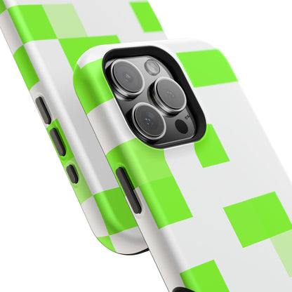 Lime Green Pixel Grid - Magnetic Phone Case