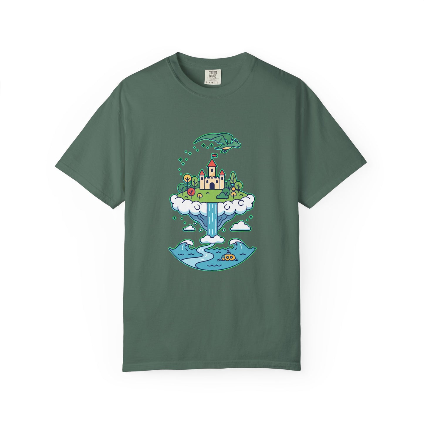 Floating Castle Dragon - Magical Fantasy Island - T-Shirt