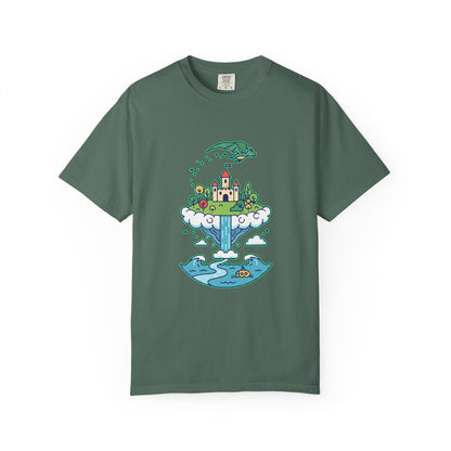 Floating Castle Dragon - Magical Fantasy Island - T-Shirt