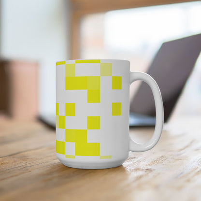 Yellow Pixel Grid - Mug