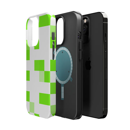Lime Green Pixel Grid - Magnetic Phone Case