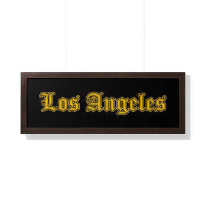 Los Angeles Framed Poster, Urban Wall Art for Home Decor, Cityscape Gift, Interior Design Accent, Modern Typography Decor - Golden Edition