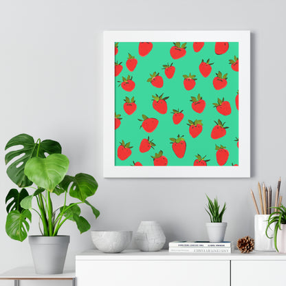 Strawberry Pattern - Framed Poster