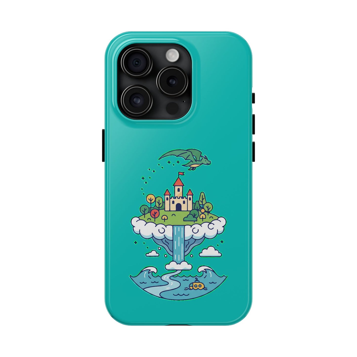 Floating Castle Dragon - Magical Fantasy Island - Phone Case