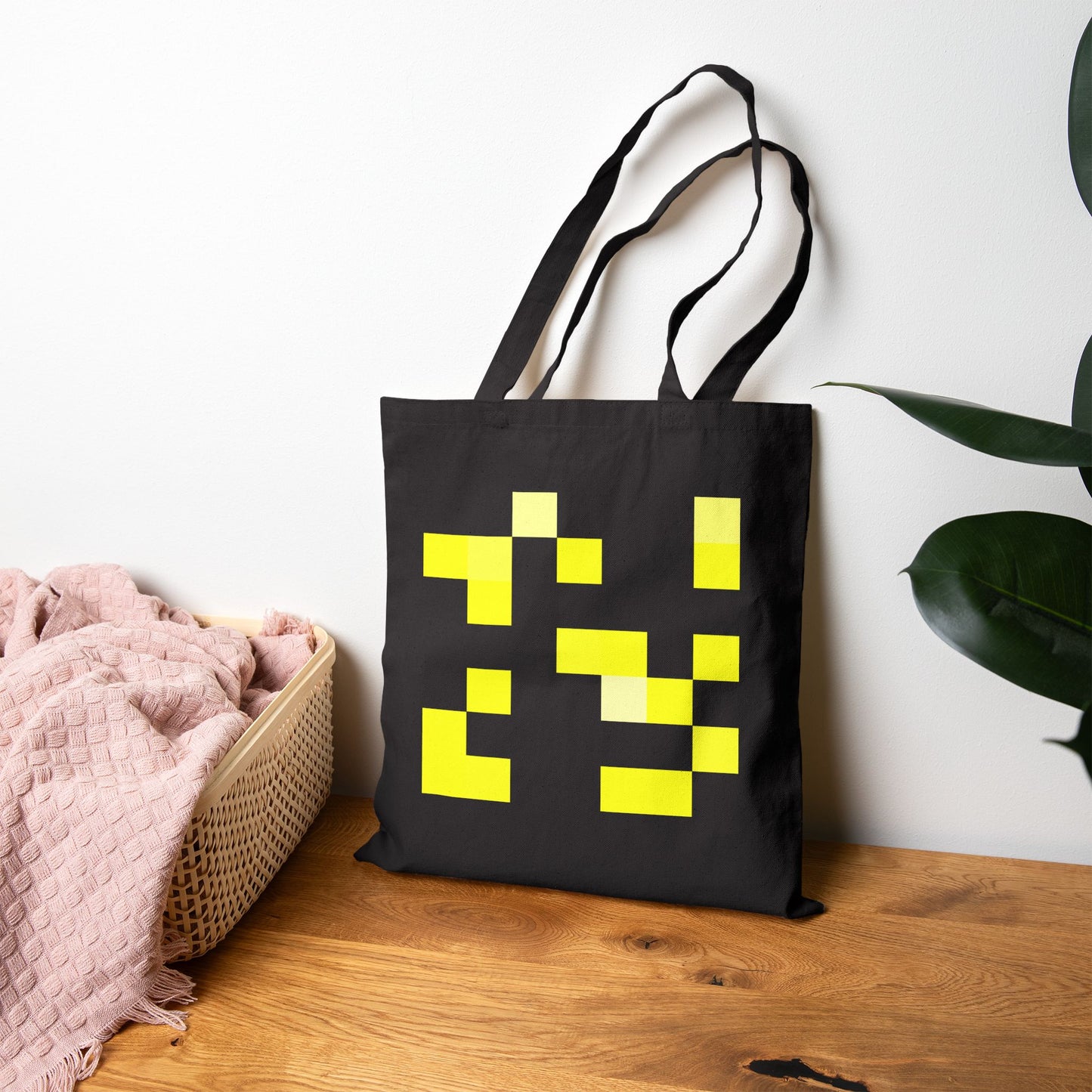 Yellow Pixel Grid - Tote Bag