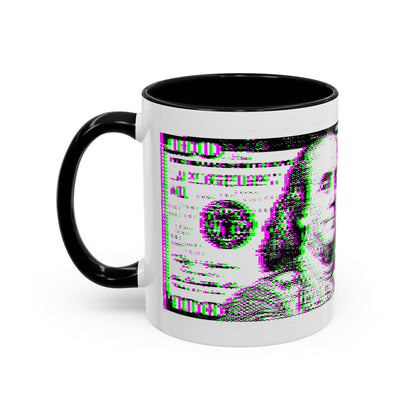 100 Dollars Bill - Green/Magenta Glitch - Color Accent Mug