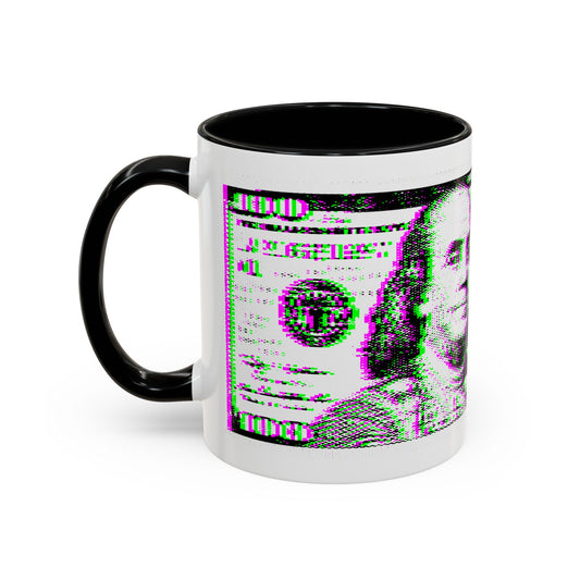 100 Dollars Bill - Green/Magenta Glitch - Color Accent Mug