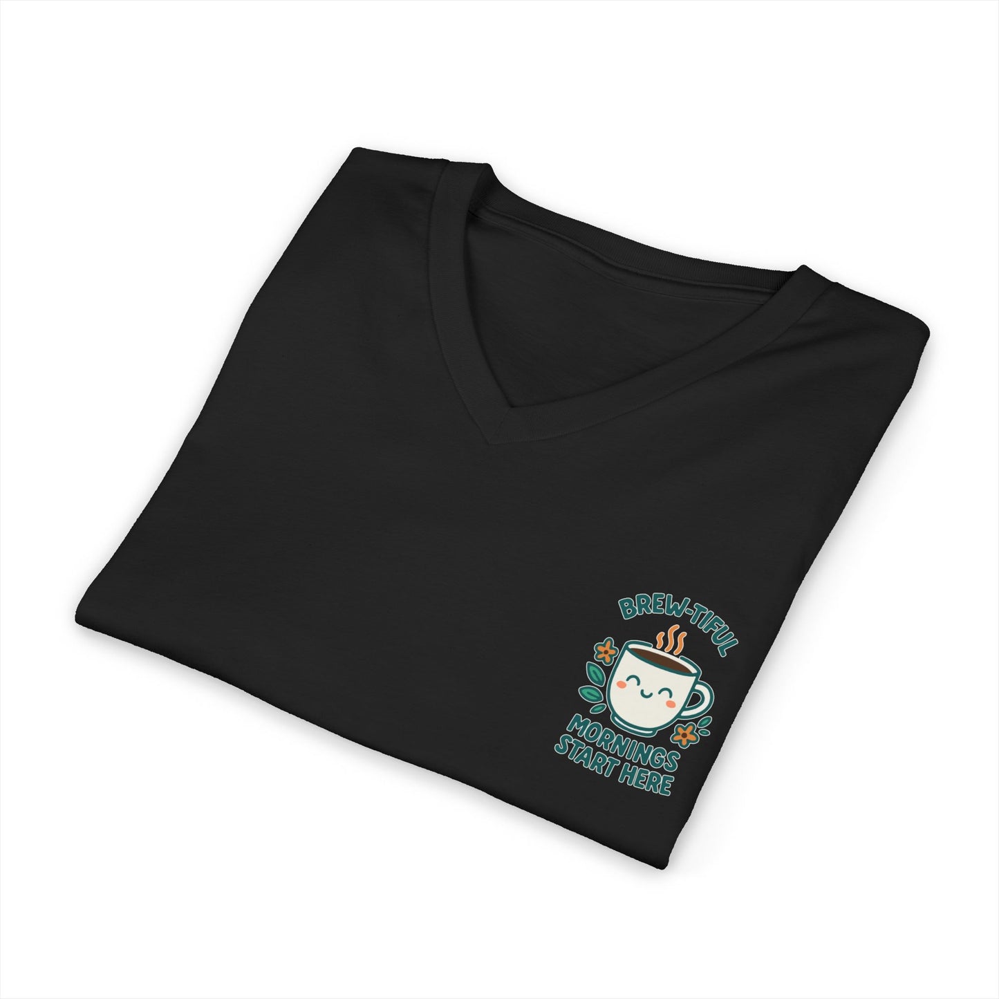 Brew-tiful Mornings Start Here - V-Neck Tee