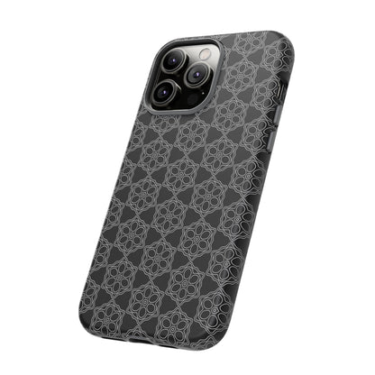 Geometric Pattern Phone Case, Dark Floral Case for Tough Protection, Stylish Smartphone Accessory, Gift for Tech Lovers, Trendy Mobile Cover