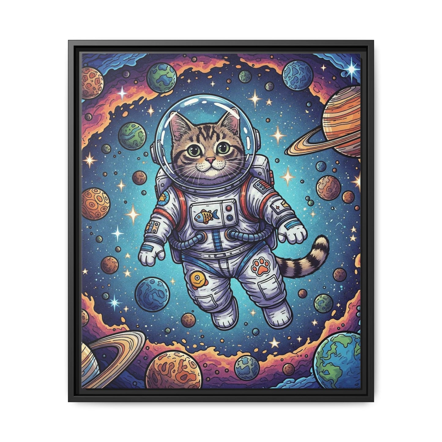Astronaut Cat - Framed Canvas