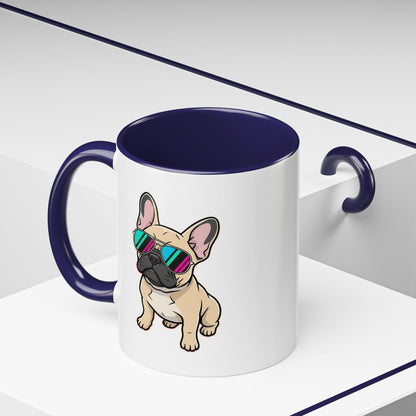 French Bulldog with Sunglasses - Color Accent Mug