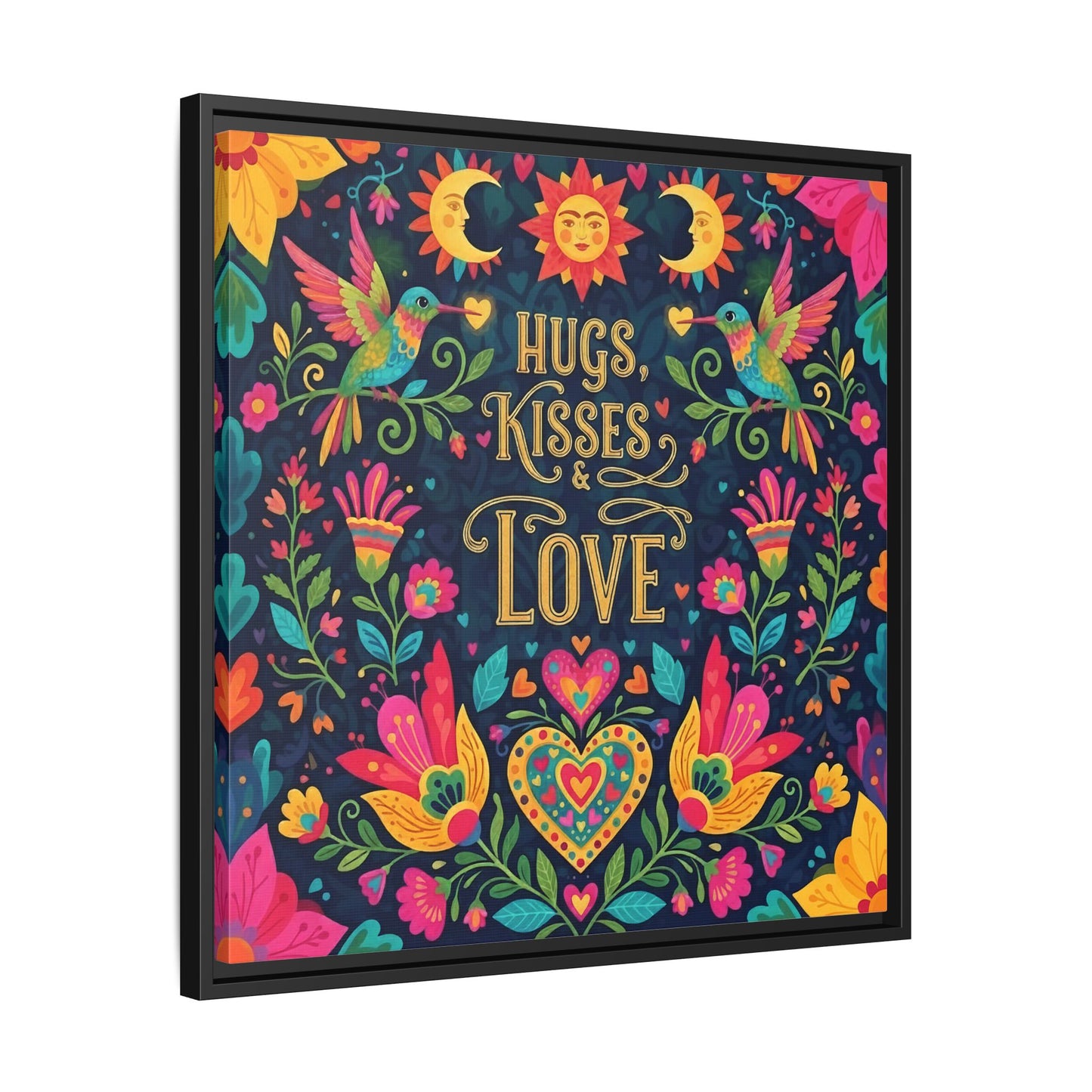 Hugs, Kisses & Love - Framed Canvas