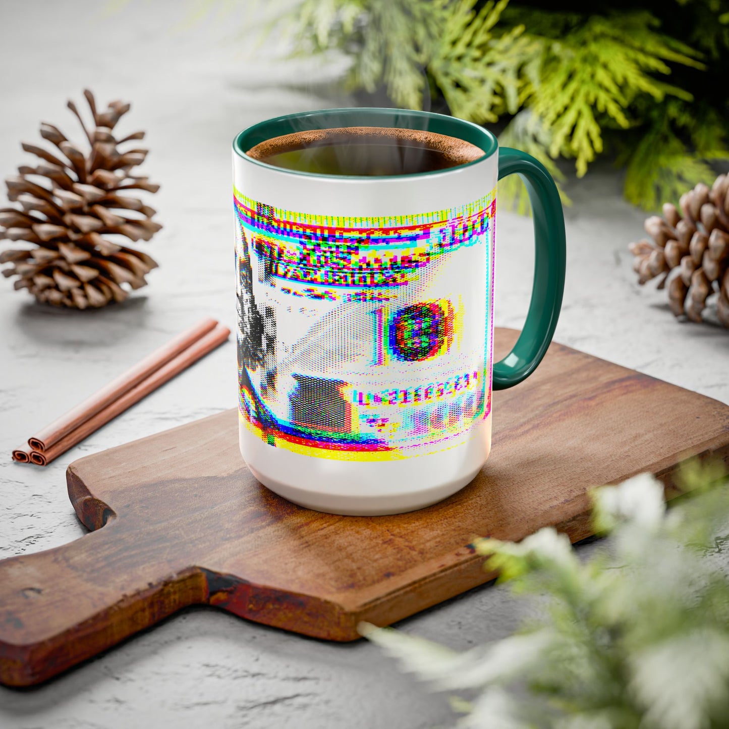 100 Dollars Bill - Neon Color Explosion - Color Accent Mug