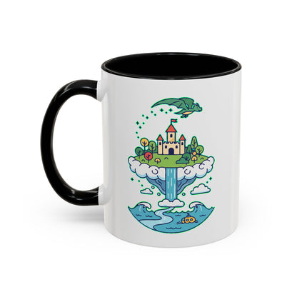 Floating Castle Dragon - Magical Fantasy Island - Color Accent Mug