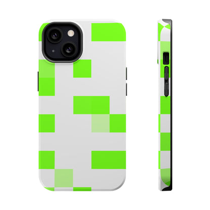 Lime Green Pixel Grid - Magnetic Phone Case