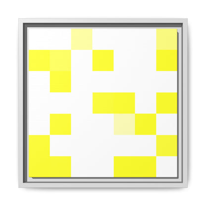 Yellow Pixel Grid - Framed Canvas