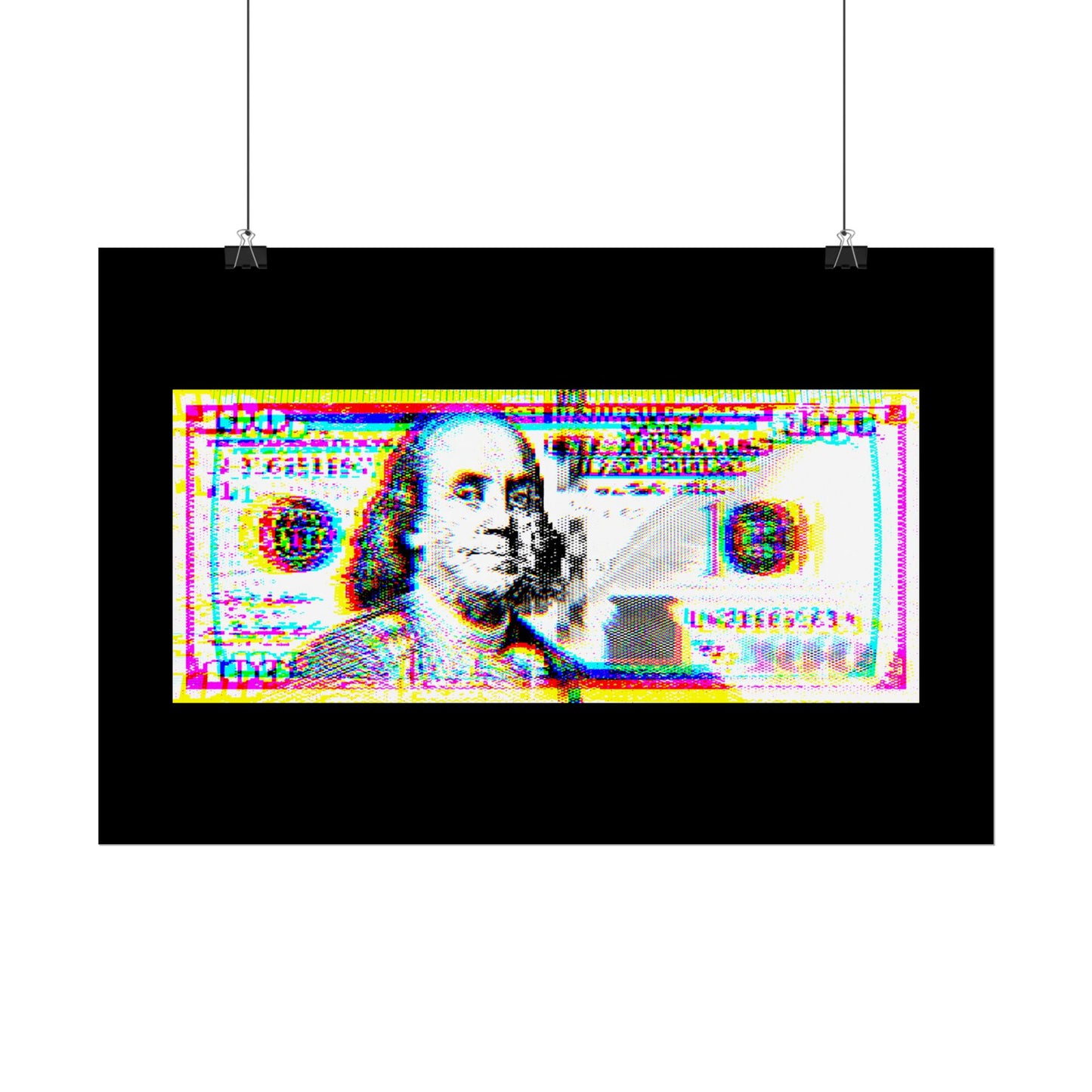 100 Dollars Bill - Neon Color Explosion - Poster